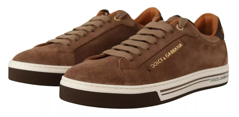 Dolce & Gabbana Brown Suede Logo Low Top Sneakers for Men