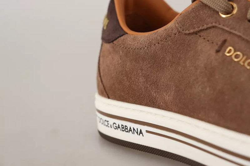Dolce & Gabbana Brown Suede Logo Low Top Sneakers for Men