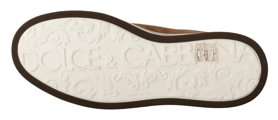 Dolce & Gabbana Brown Suede Logo Low Top Sneakers for Men