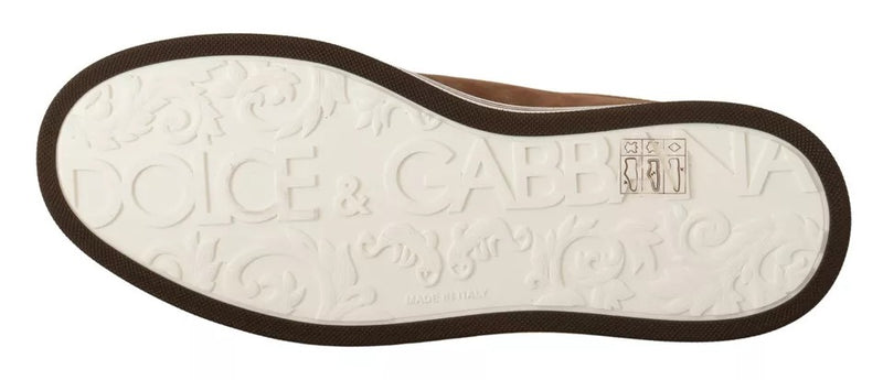 Dolce & Gabbana Brown Suede Logo Low Top Sneakers for Men