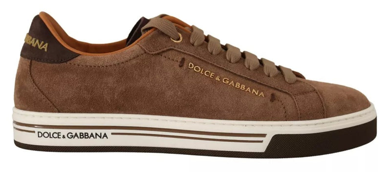 Dolce & Gabbana Brown Suede Logo Low Top Sneakers for Men