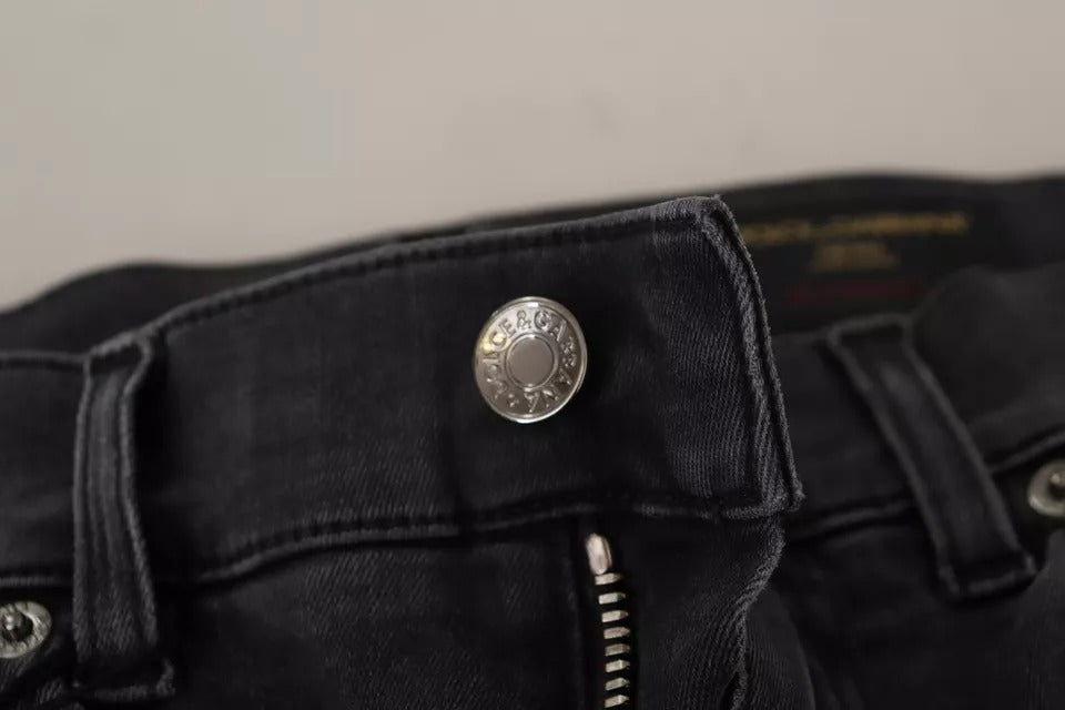 Jeans skinny en jean extensible à logo, gris, Dolce &amp; Gabbana
