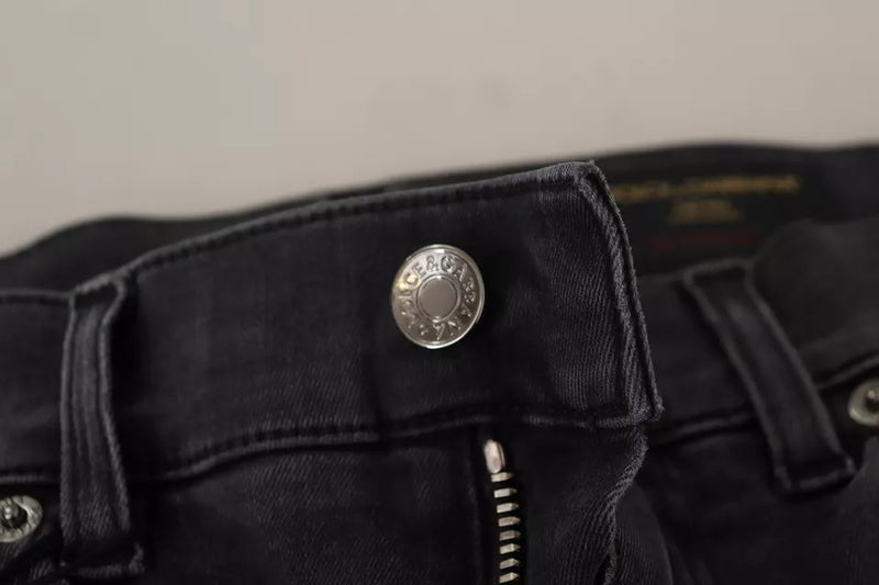 Dolce &amp; Gabbana grijze, strakke jeans van stretchdenim met logo