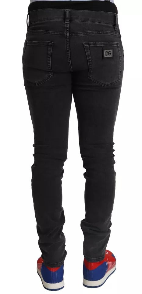 Dolce &amp; Gabbana grijze, strakke jeans van stretchdenim met logo