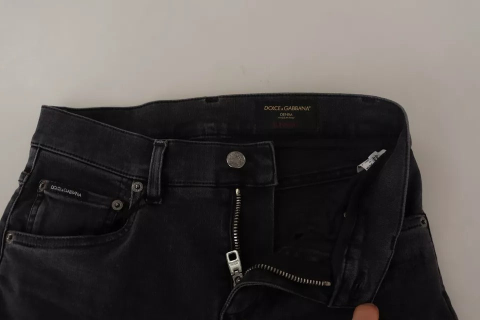 Jeans skinny en jean extensible à logo, gris, Dolce &amp; Gabbana