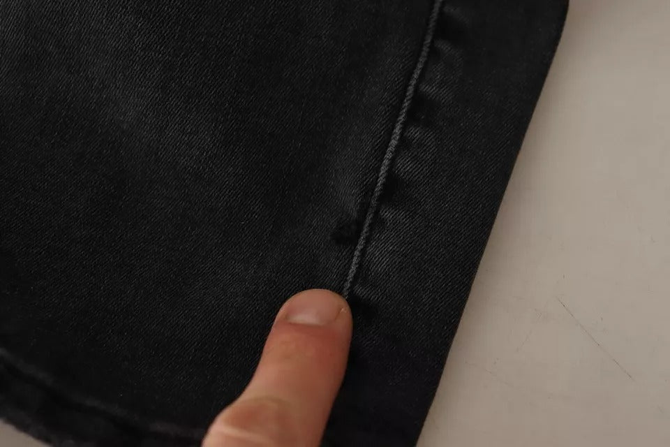 Jeans skinny en jean extensible à logo, gris, Dolce &amp; Gabbana