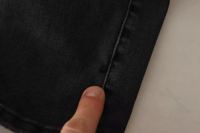 Dolce &amp; Gabbana grijze, strakke jeans van stretchdenim met logo