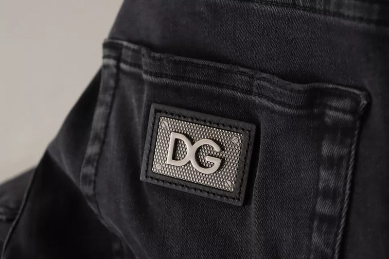 Dolce &amp; Gabbana grijze, strakke jeans van stretchdenim met logo