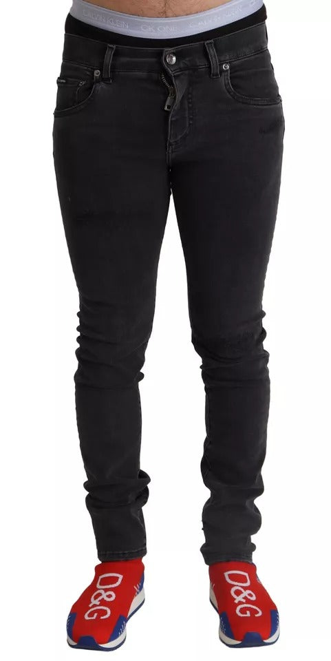Jeans skinny en jean extensible à logo, gris, Dolce &amp; Gabbana