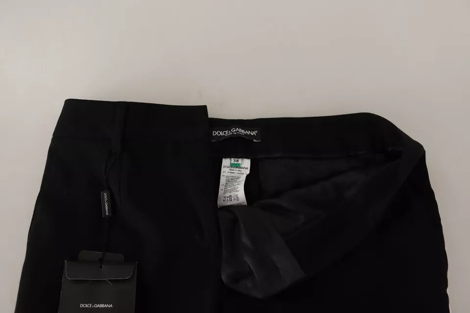 Dolce & Gabbana Pantalons Tapered Rayés Noir et Blanc en Laine