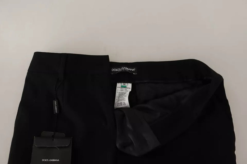Dolce & Gabbana Pantalons Tapered Rayés Noir et Blanc en Laine