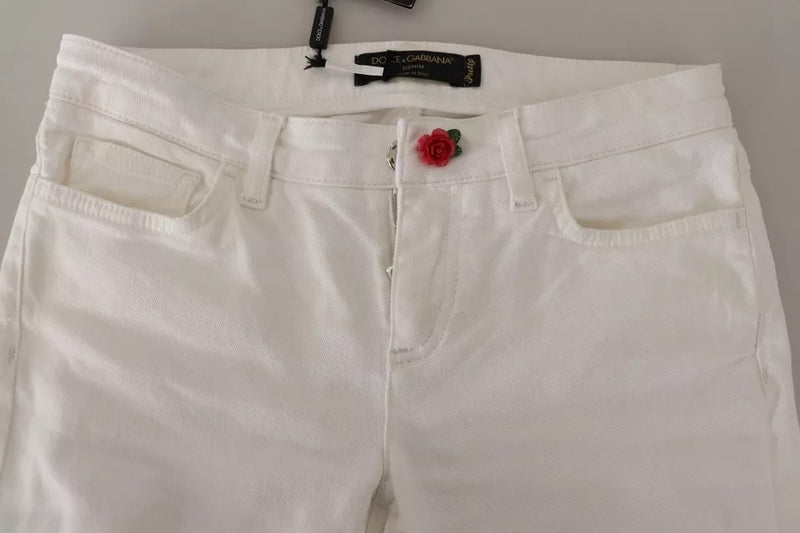 Dolce & Gabbana Pretty Slim Fit Jeans en Denim Blanc