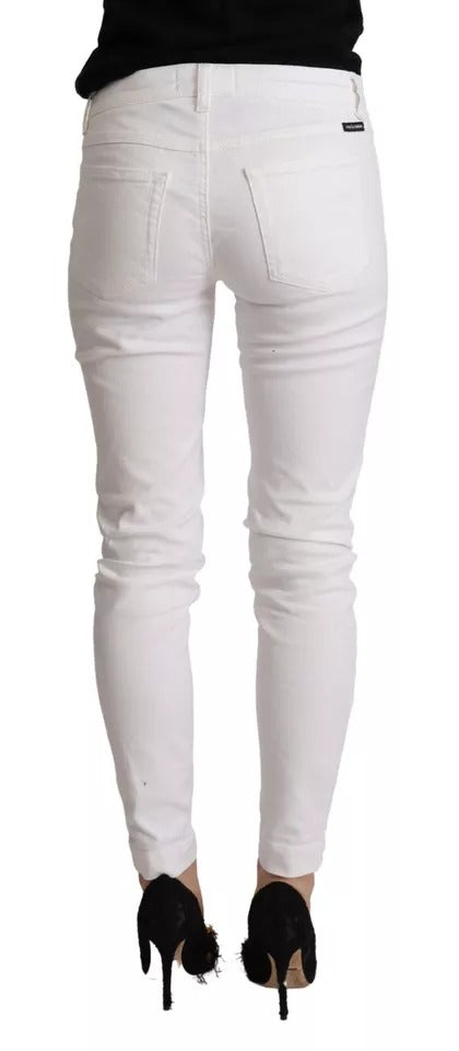 Dolce & Gabbana Pretty Slim Fit Jeans en Denim Blanc