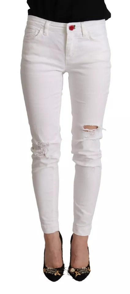 Dolce & Gabbana Pretty Slim Fit Jeans en Denim Blanc