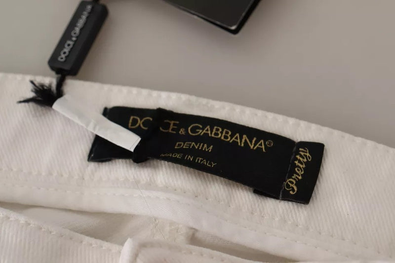 Dolce & Gabbana Pretty Slim Fit Jeans en Denim Blanc