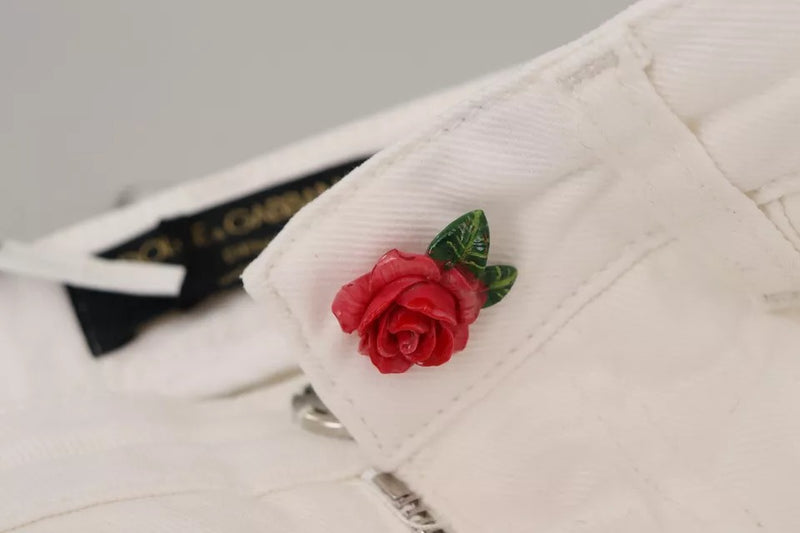 Dolce & Gabbana Pretty Slim Fit Jeans en Denim Blanc