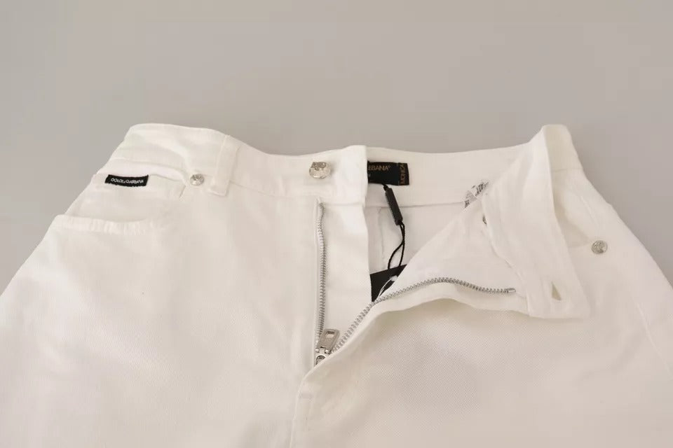 Dolce & Gabbana MONICA White Boot Cut Cotton Denim Jeans