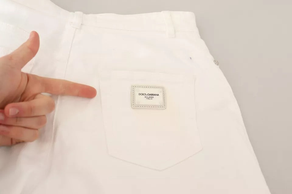 Dolce & Gabbana MONICA White Boot Cut Cotton Denim Jeans