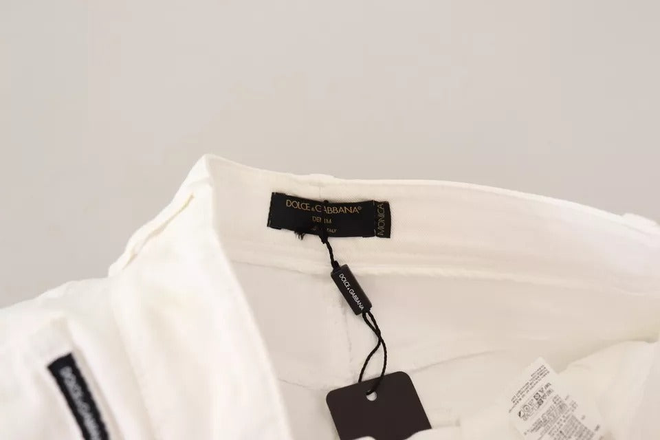 Dolce & Gabbana MONICA White Boot Cut Cotton Denim Jeans
