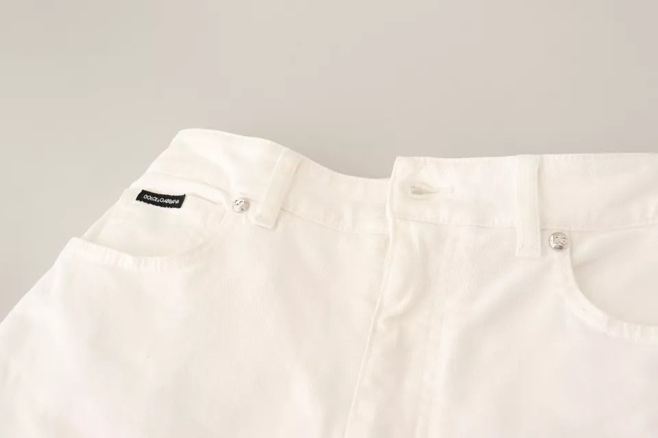Dolce & Gabbana MONICA White Boot Cut Cotton Denim Jeans
