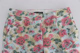 Dolce & Gabbana Pantalons Brocade Floral Blanc Rose