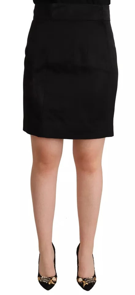 Dolce & Gabbana Jupe Mini Pince Taille Haute en Soie Noire