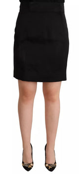 Dolce & Gabbana Jupe Mini Pince Taille Haute en Soie Noire