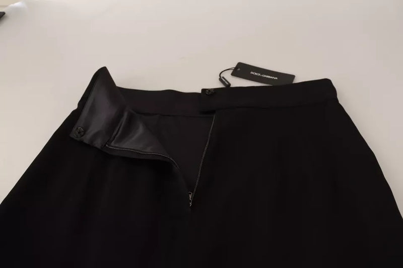 Dolce & Gabbana Jupe Mini Pince Taille Haute en Soie Noire