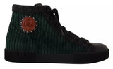 Dolce & Gabbana Green Corduroy High Top Sneakers for Men