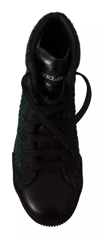 Dolce & Gabbana Green Corduroy High Top Sneakers for Men