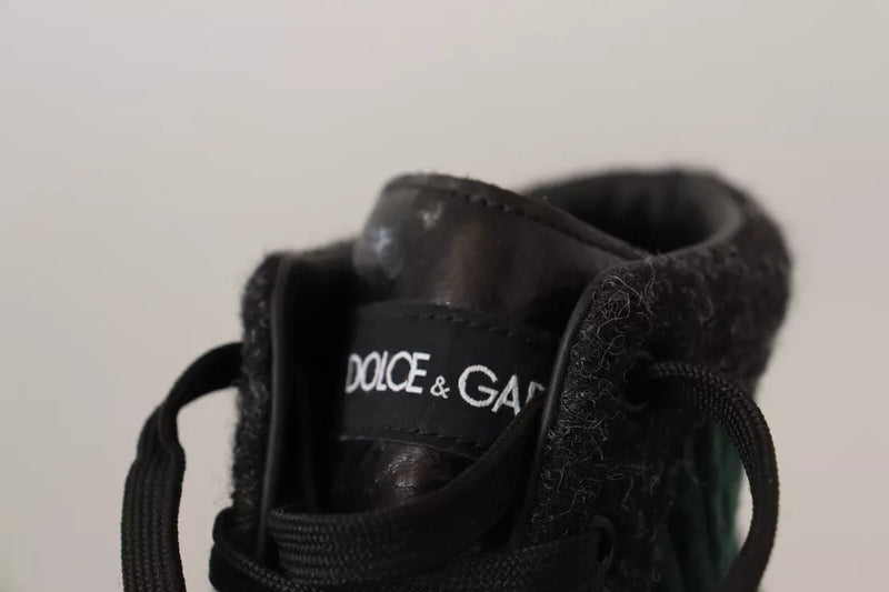 Dolce & Gabbana Green Corduroy High Top Sneakers for Men