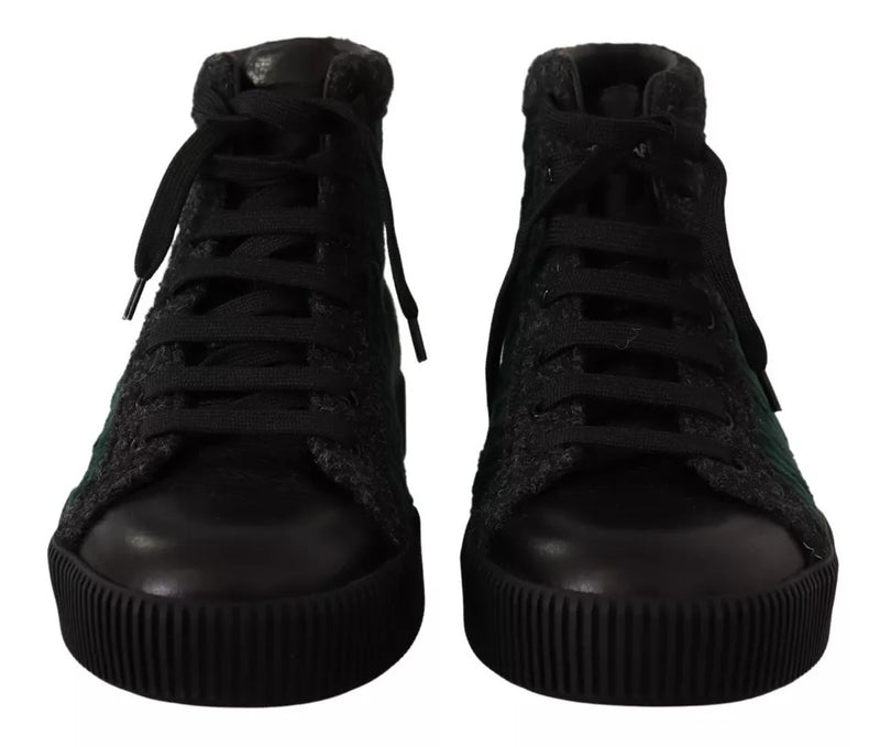 Dolce & Gabbana Green Corduroy High Top Sneakers for Men
