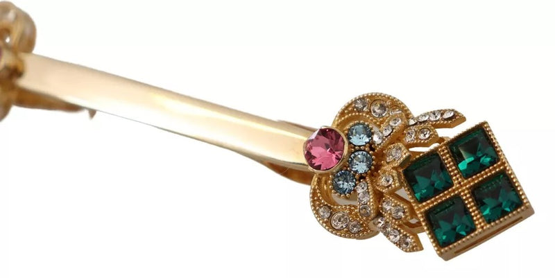 Broche Dolce & Gabbana en argent sterling 925 plaqué or et cristal