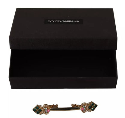 Broche Dolce & Gabbana en argent sterling 925 plaqué or et cristal