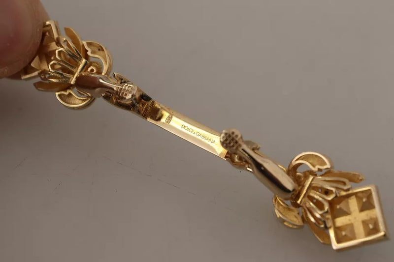 Broche Dolce & Gabbana en argent sterling 925 plaqué or et cristal