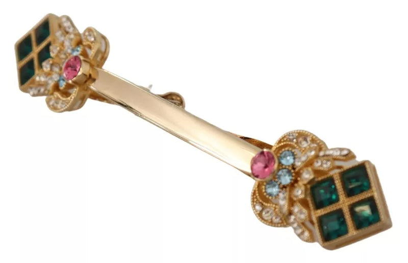 Broche Dolce & Gabbana en argent sterling 925 plaqué or et cristal