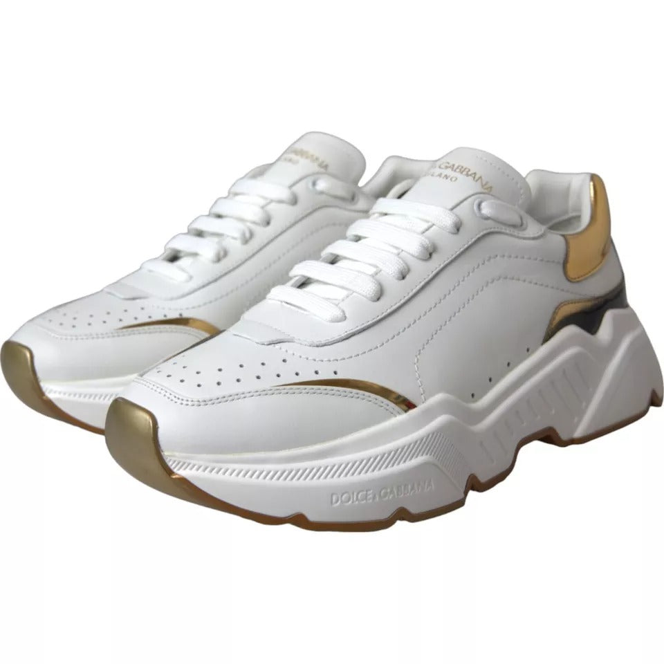 Dolce & Gabbana White Gold DAYMASTER Leather Sneakers for Men