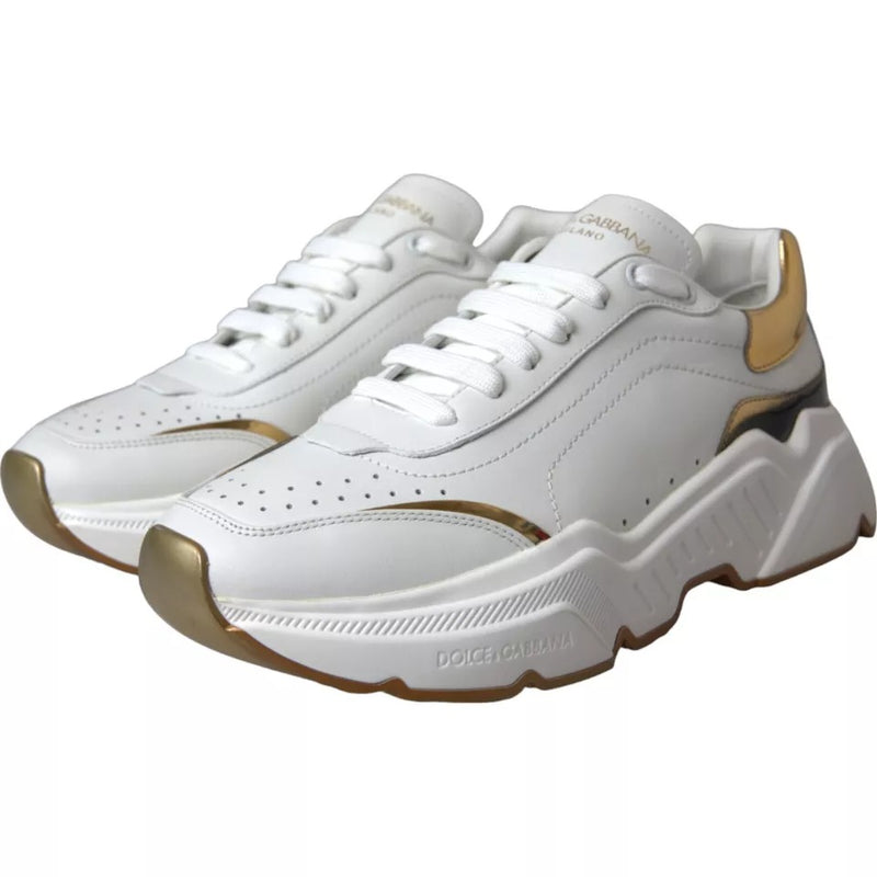 Dolce & Gabbana White Gold DAYMASTER Leather Sneakers for Men