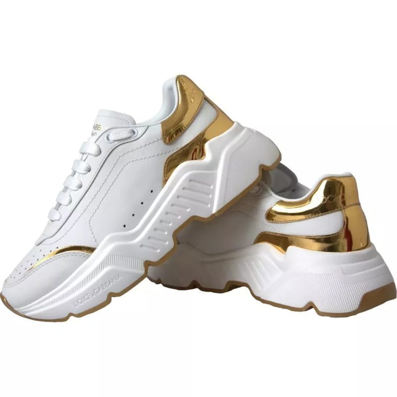 Dolce & Gabbana White Gold DAYMASTER Leather Sneakers for Men