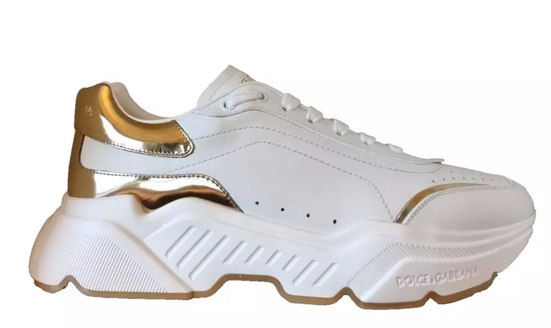 Dolce & Gabbana White Gold DAYMASTER Leather Sneakers for Men