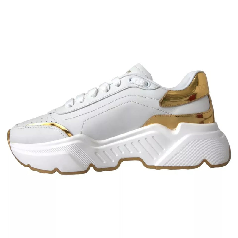 Dolce & Gabbana White Gold DAYMASTER Leather Sneakers for Men
