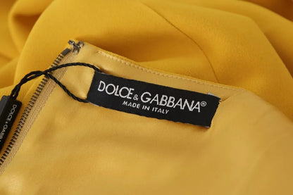 Dolce &amp; Gabbana gele, mouwloze, midi-jurk van viscose