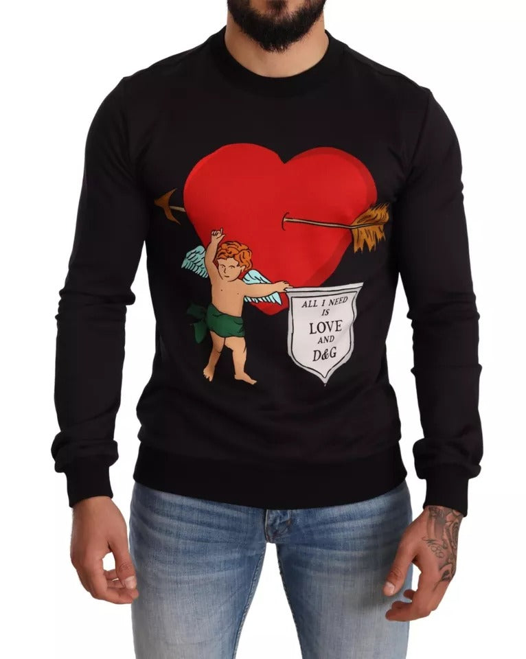 Sweat à capuche Dolce &amp; Gabbana noir imprimé Cupidon