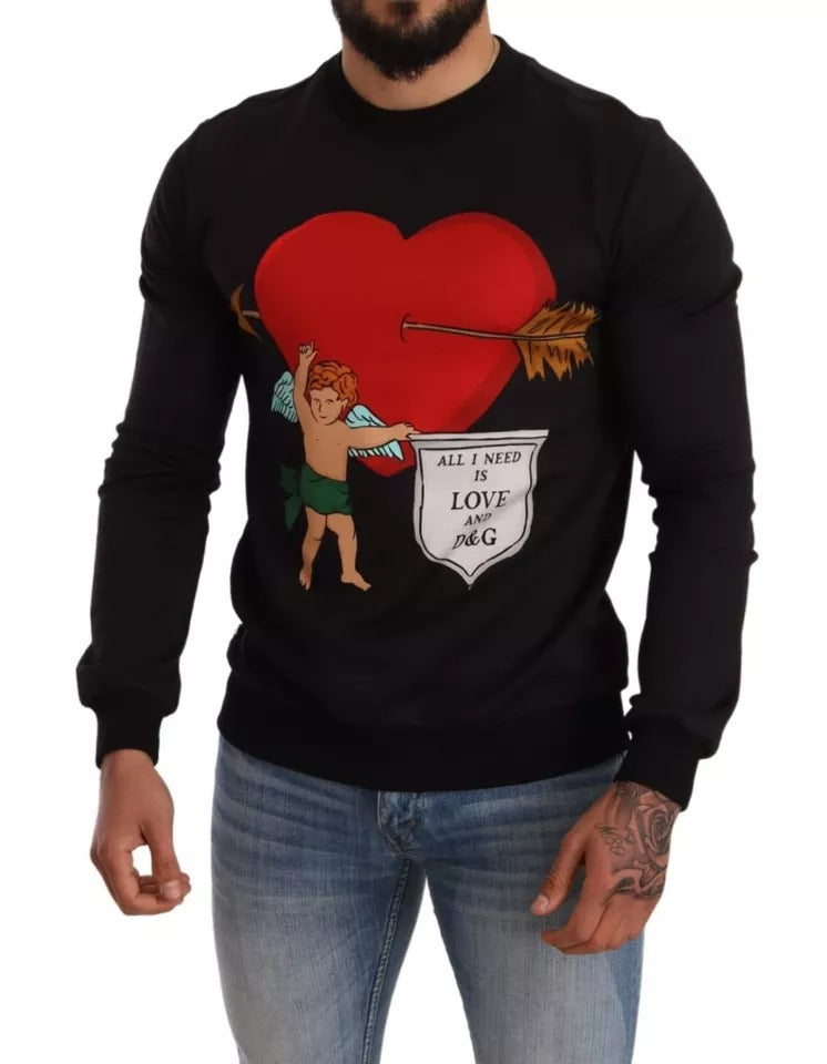 Sweat à capuche Dolce &amp; Gabbana noir imprimé Cupidon