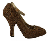Dolce & Gabbana Gold Roses Embellished Heels Pumps