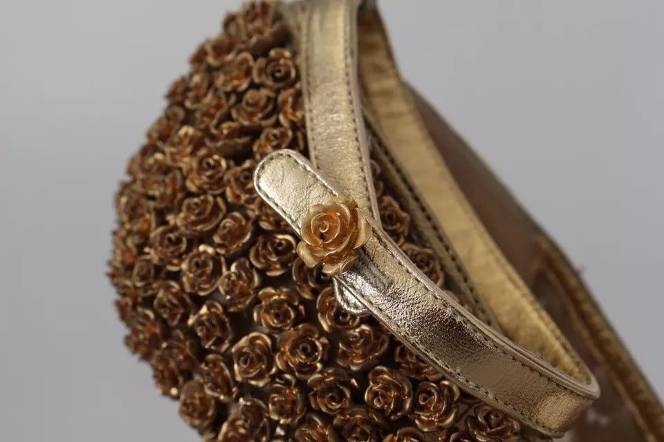 Dolce & Gabbana Gold Roses Embellished Heels Pumps
