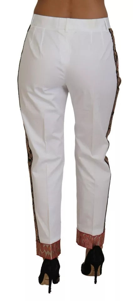 Dolce & Gabbana Pantalons Mi-Taille en Jacquard Blanc