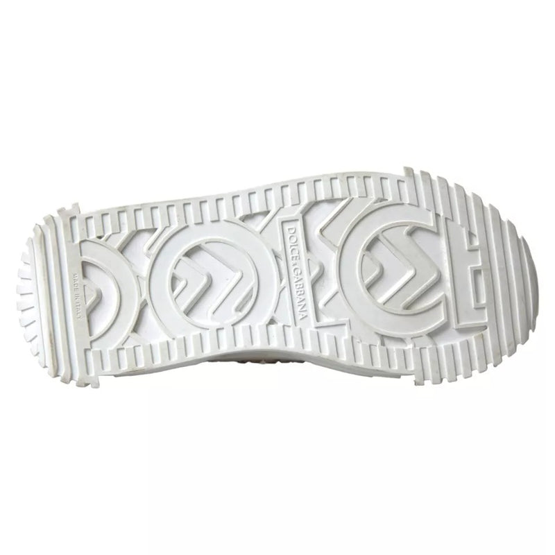 Dolce & Gabbana NS1 White Canvas Leather Embellished Sneakers