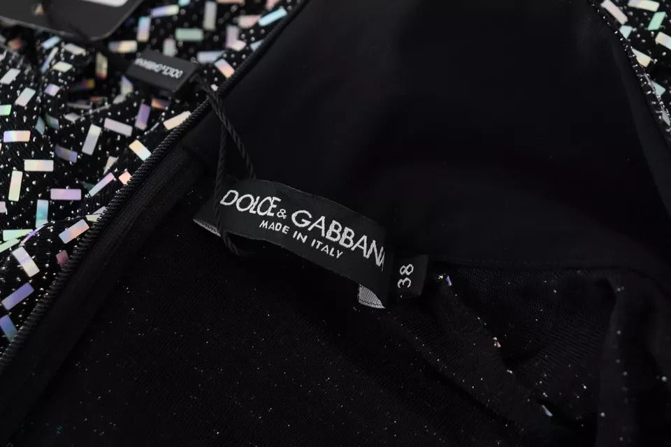 Dolce & Gabbana Robe Mini Bodycon Noir Embellie en Nylon