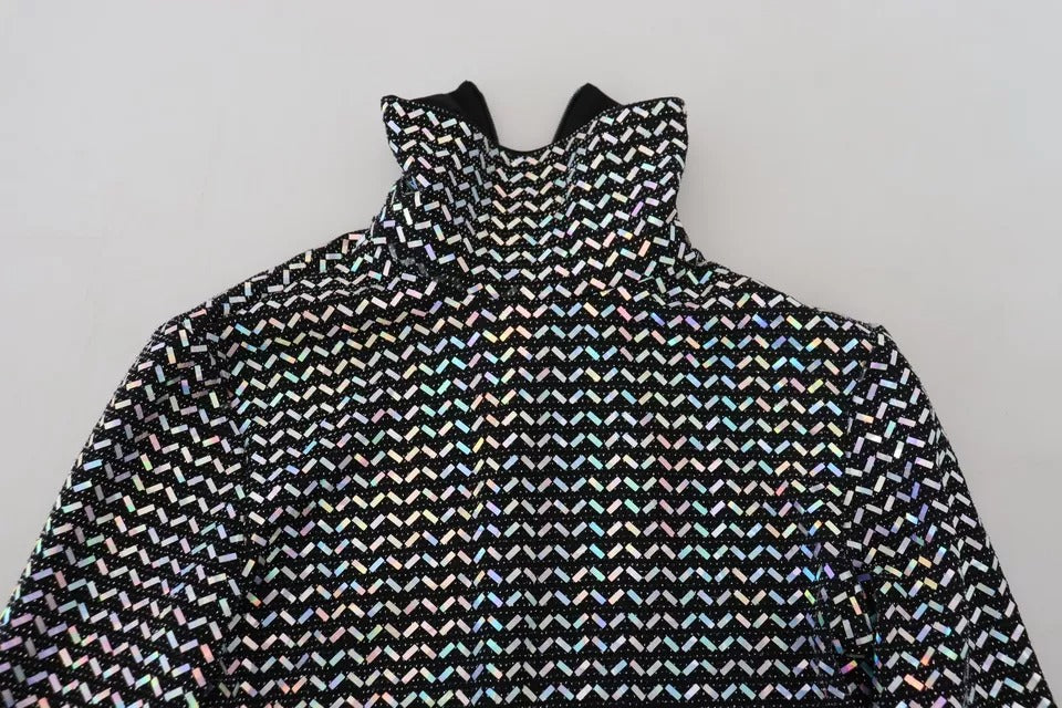 Dolce & Gabbana Robe Mini Bodycon Noir Embellie en Nylon